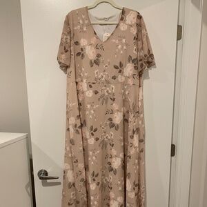 NWT Champagne Flowery Maxi Dress